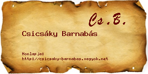 Csicsáky Barnabás névjegykártya