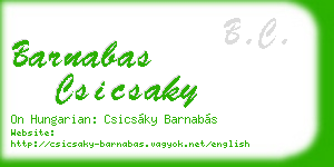barnabas csicsaky business card